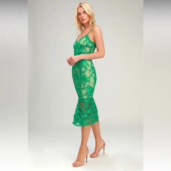Lulu Deeply Cherish Green Lace Dress sz XS - Picture 3 of 11